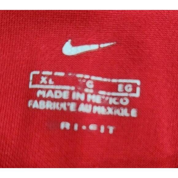 Nike Dri-Fit Mens Shirt XL Long Sleeves Red Logo Activewear Performance Stretch - Picture 5 of 7